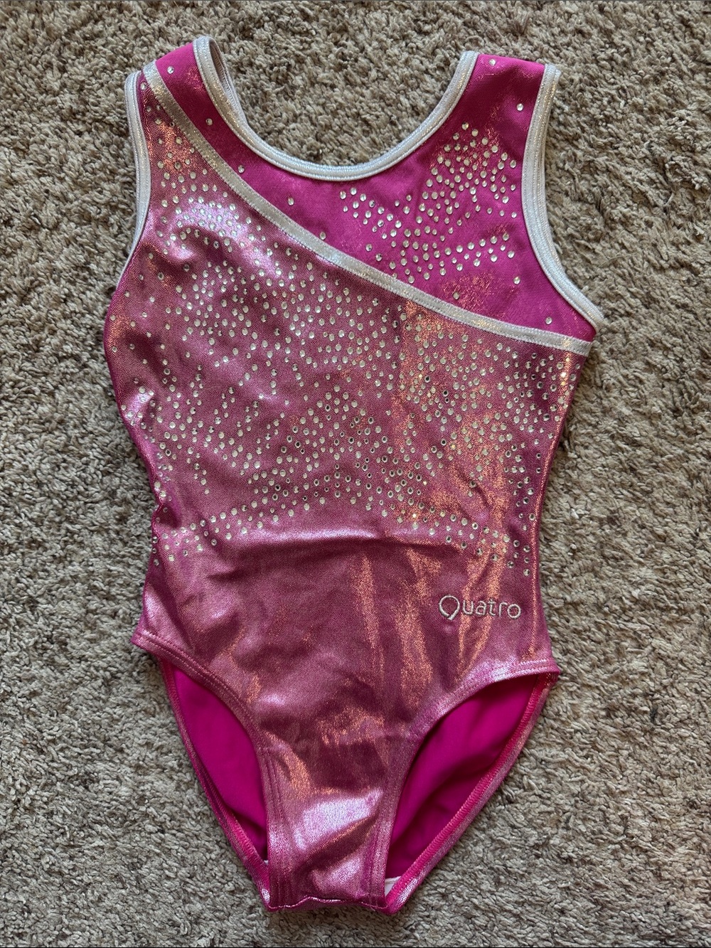 Girls' Shiny Pink Gymnastics Leotard